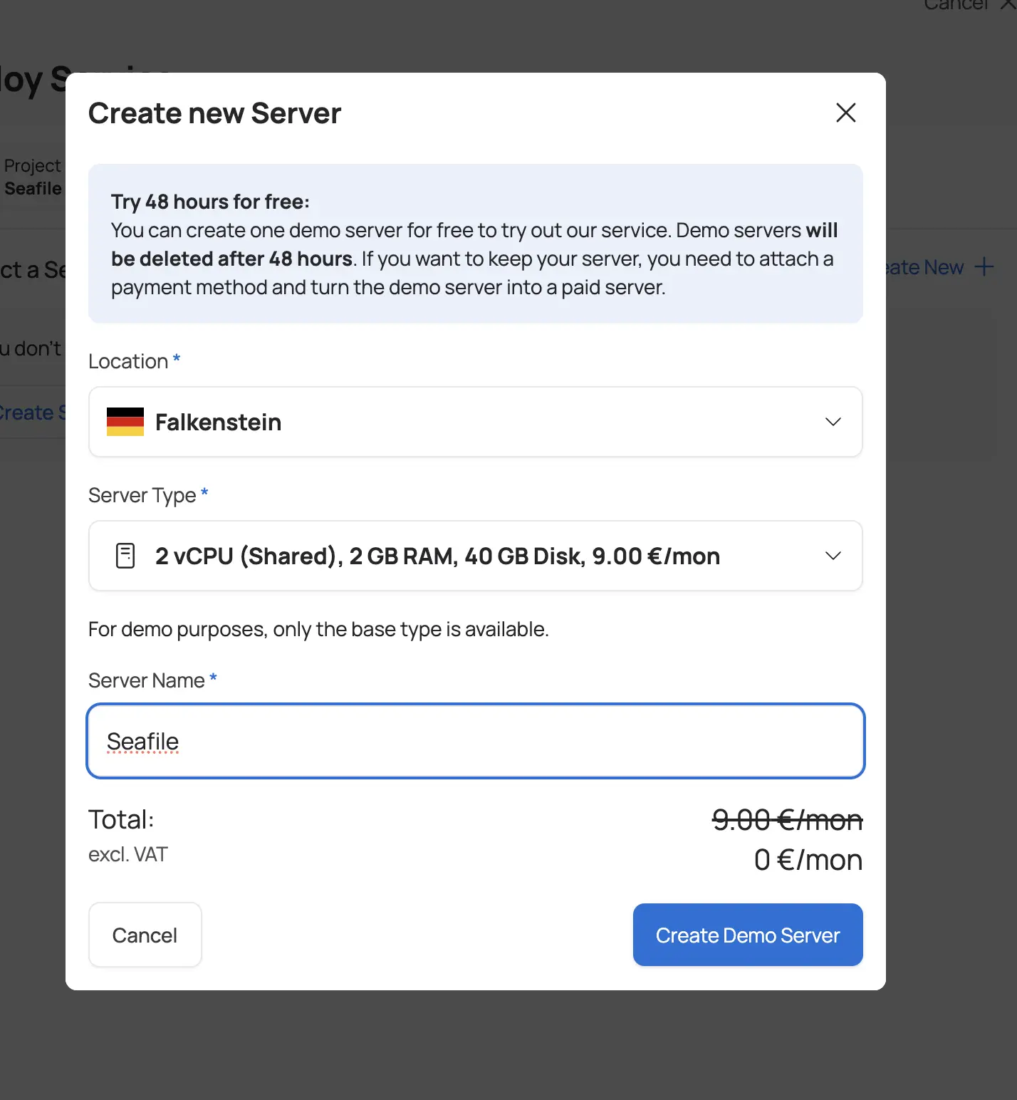 Create New Server